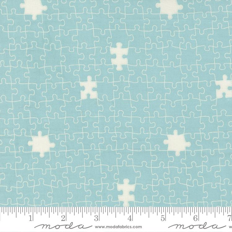 Bomull Moda ABC XYZ Stacy Iest Hsu Puzzle Pieces Aqua