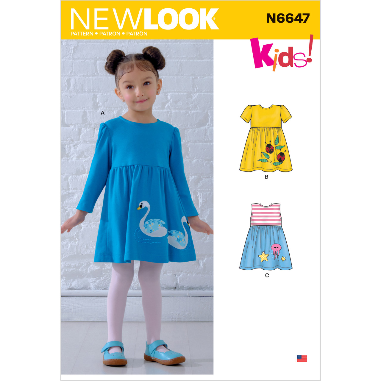 New Look N6647 Barne Kjole Med Applikasjoner