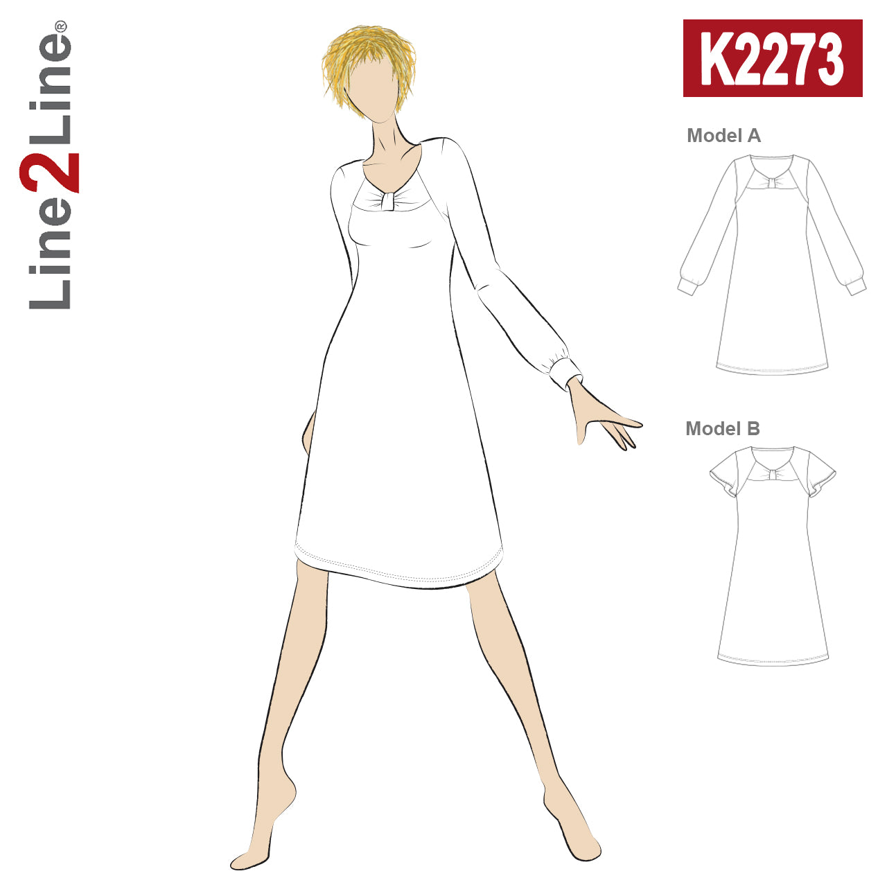 Line2Line K2273 Kjole Med Knutteeffekt