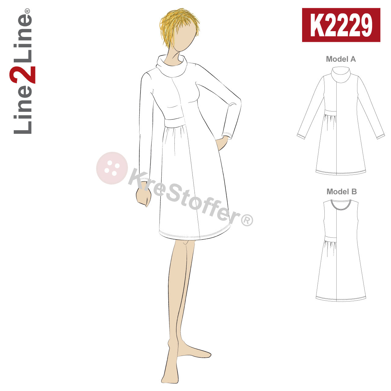 Line2Line K2229 Assimetrisk Kjole