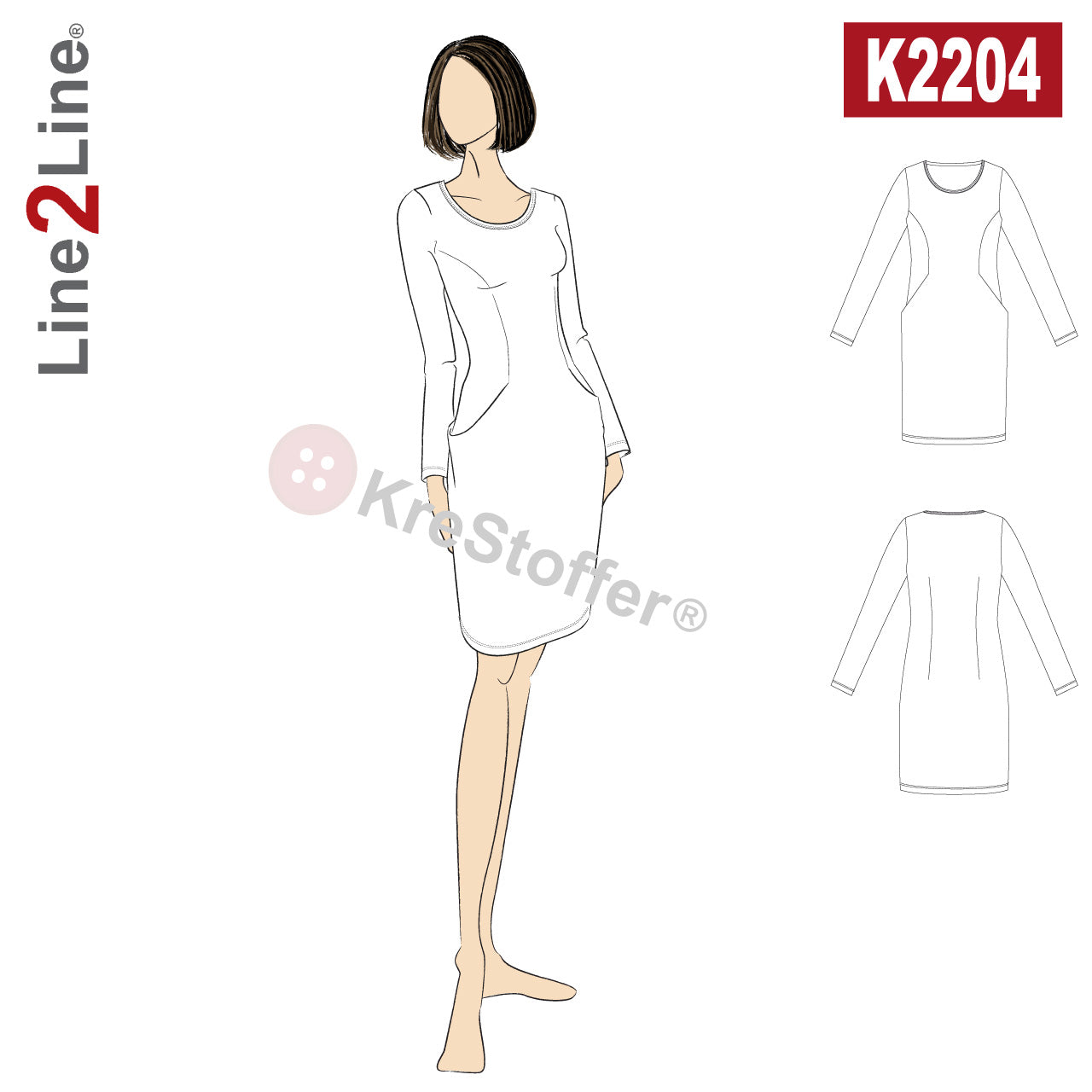 Line2Line K2204 Kjole Med Lommer