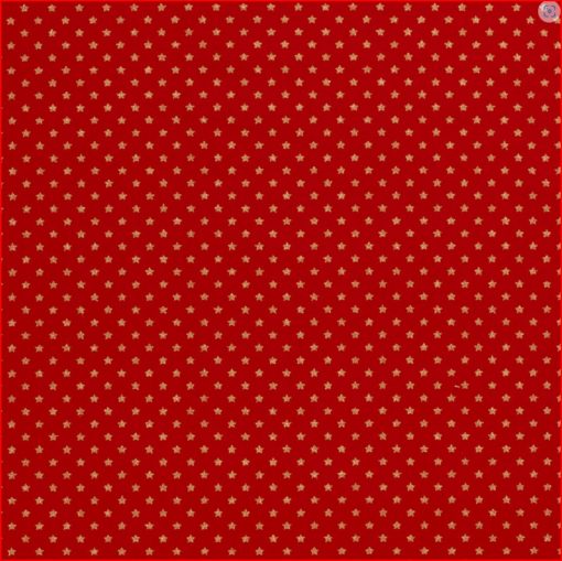 COTTON POPLIN FABRIC PRINTED AND FOIL CHRISTMAS STARS RED