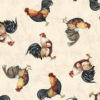 Bomull Garden Gate Roosters Chicken All Over Cream