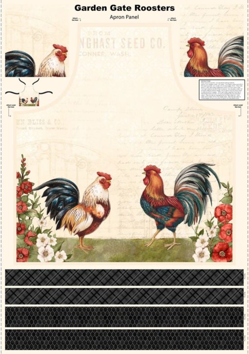 Bomull Apron Panel Garden Gate Roosters