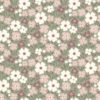 COTTON POPLIN FABRIC PRINTED FLOWERS OLIVE GREEN