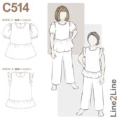 Line2Line C514 Peplum Bluse Puffermer Barn