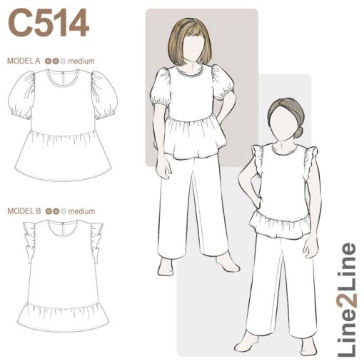 Line2Line C514 Peplum Bluse Puffermer Barn