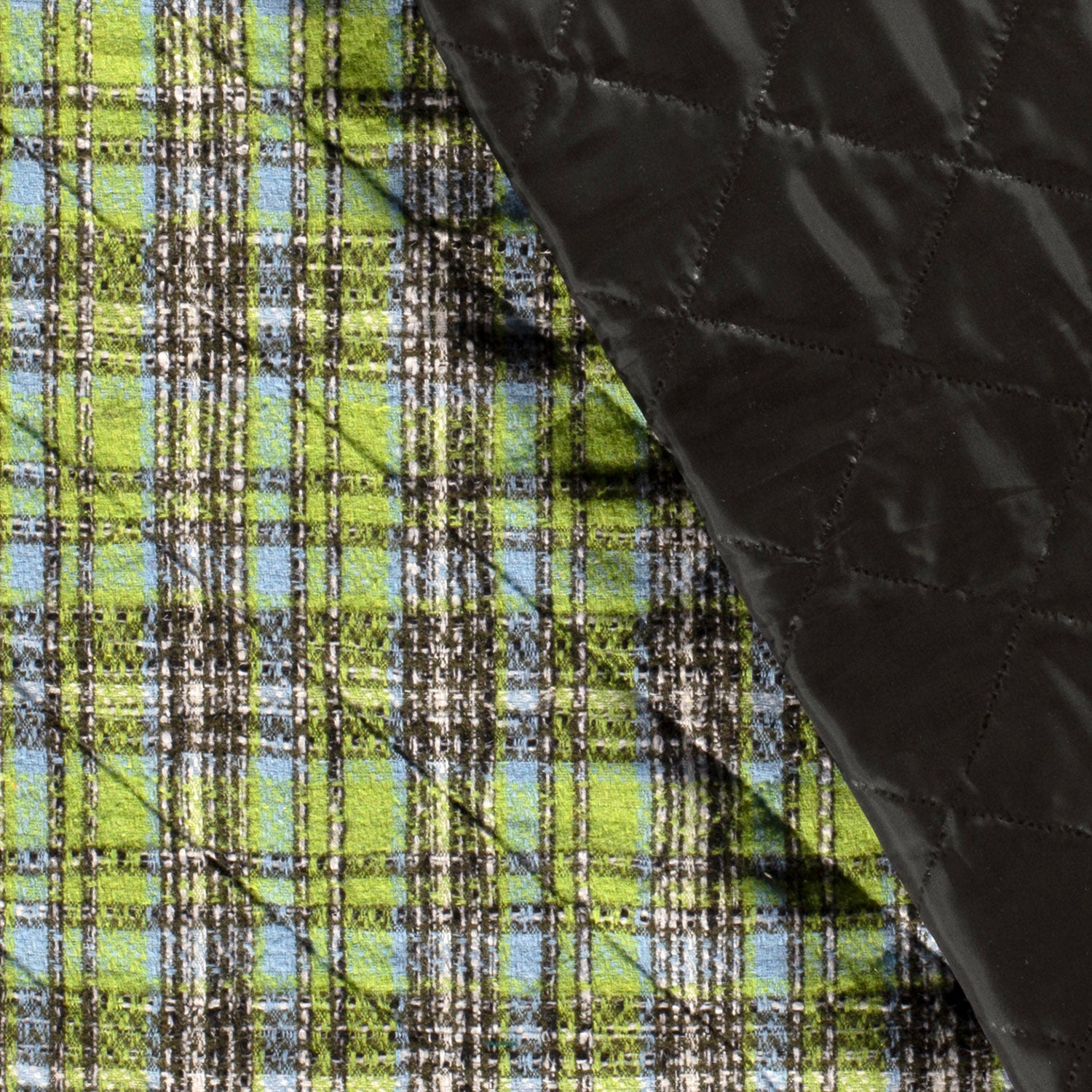 Jacquard fabric bounded Checks Lime Green