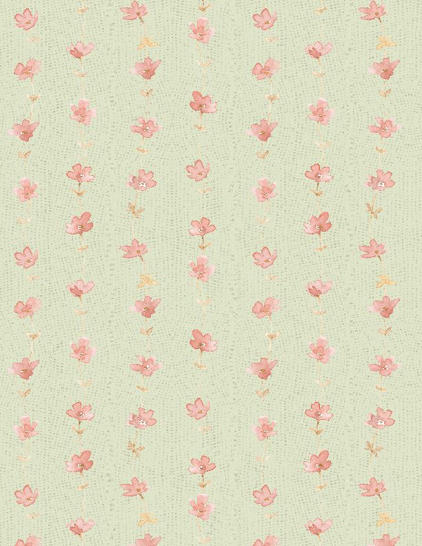 Floral Stripe Green/Pink