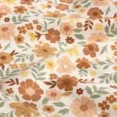 Cotton jersey fabric printet flowers offwhite