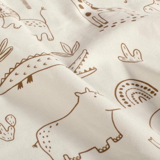 Cotton Jersey Bio Naturel fabric printed Lions Offwhite