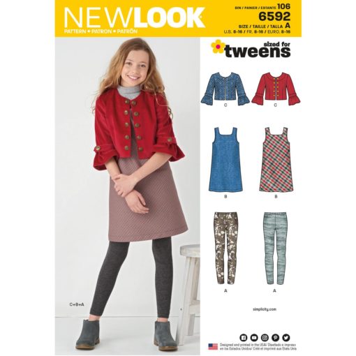 New Look 6585 Jakke, kjole, tights tweens