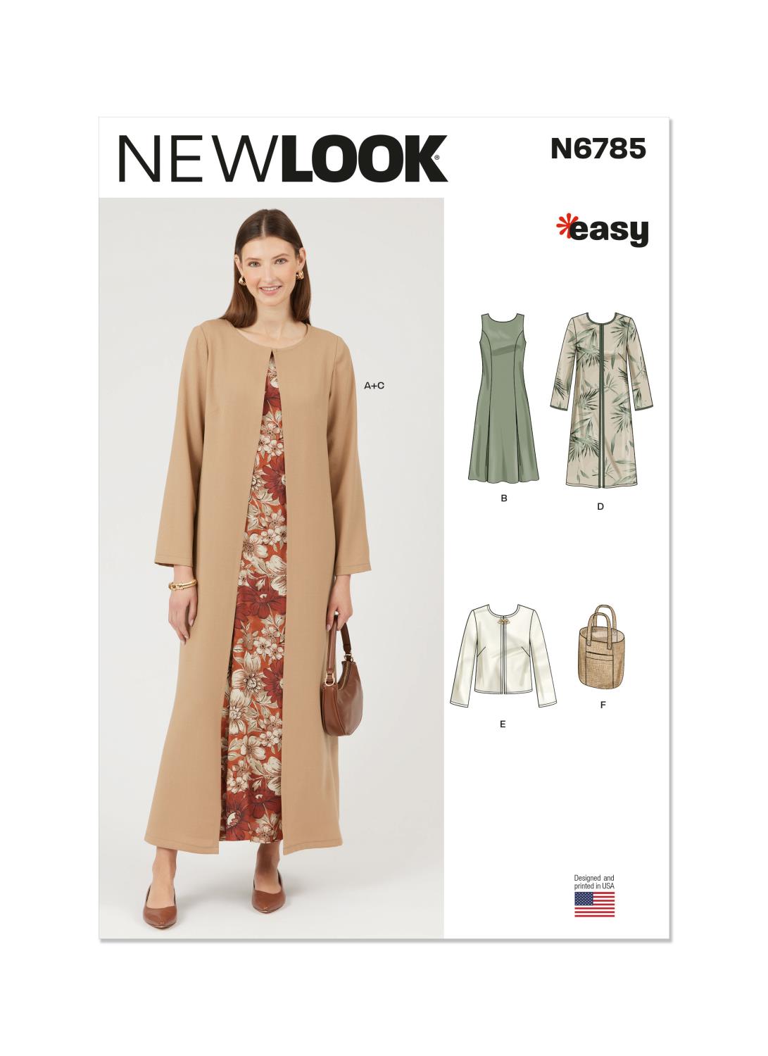 New Look 6785 Cardigan Jakke Kjole Veske