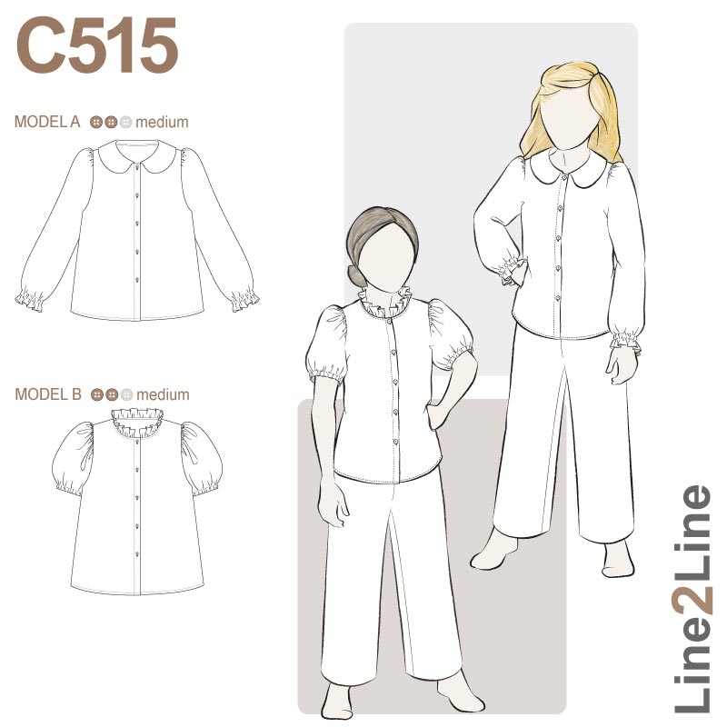 Line2Line C 515 Skjorte med puffermer og krage-barn