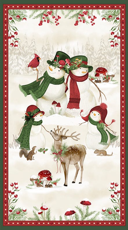 Woodland Snowmen panel
