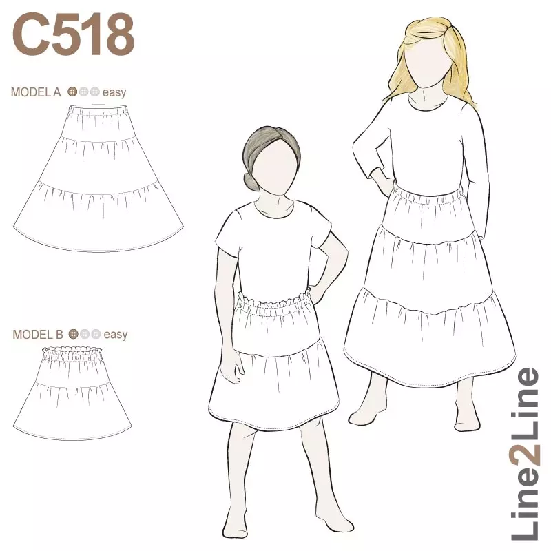 Line2Line pattern C518 Ruffle skirt for Kids