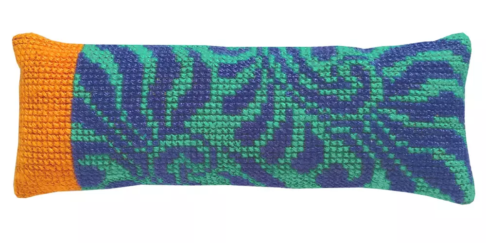 Avlang nålepute "Henna", blå/grønn/gul