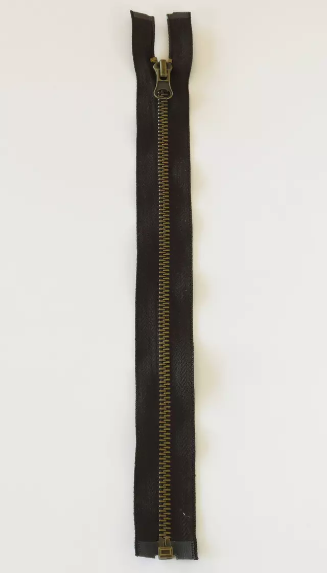 Glidelås 50cm delbar messing svart