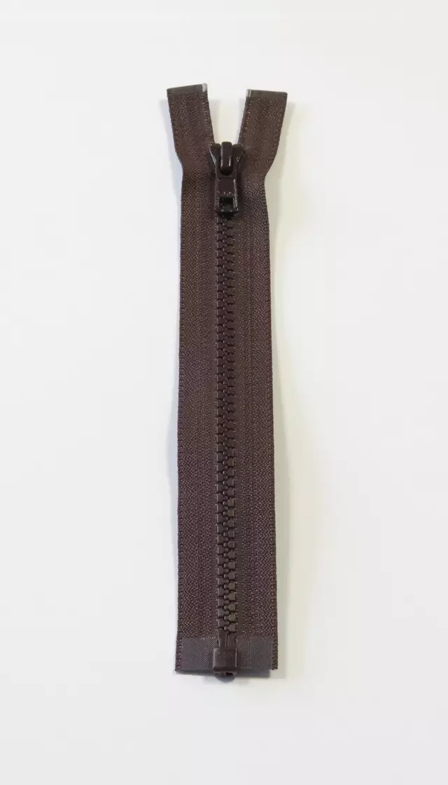Glidelås 50cm delbar vislon brun