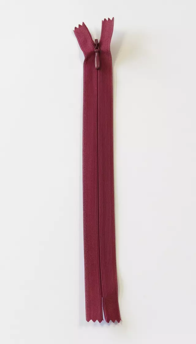 Glidelås 22cm fast usynlig, bourdeaux