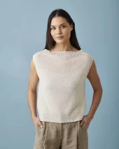 Strikkemønster Hannah Permin 890130 Topp med hullmønster i halskant