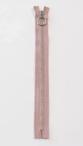 Glidelås 20cm Aluminium Fast m/ring rosa