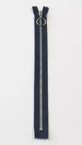 Glidelås 20cm Aluminium Fast m/ring mørk blå