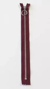 Glidelås 20cm Aluminium Fast m/ring burgunder