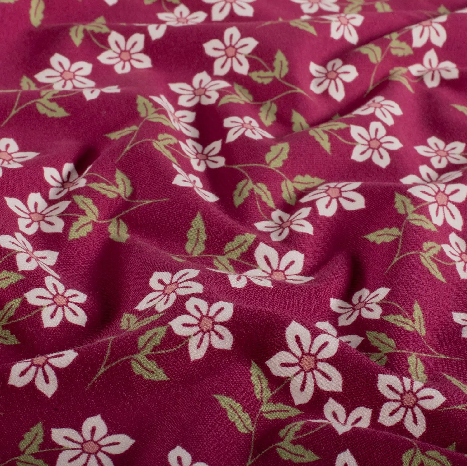 Jersey fabric printed Flowers Wine Red