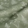 Cotton Poplin fabric printed Flowers Olive Green