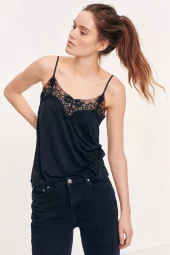 Slip Top : Black & Clear Cream