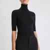 Merino Elbow Sleeve Top : Black