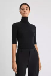 Merino Elbow Sleeve Top : Black