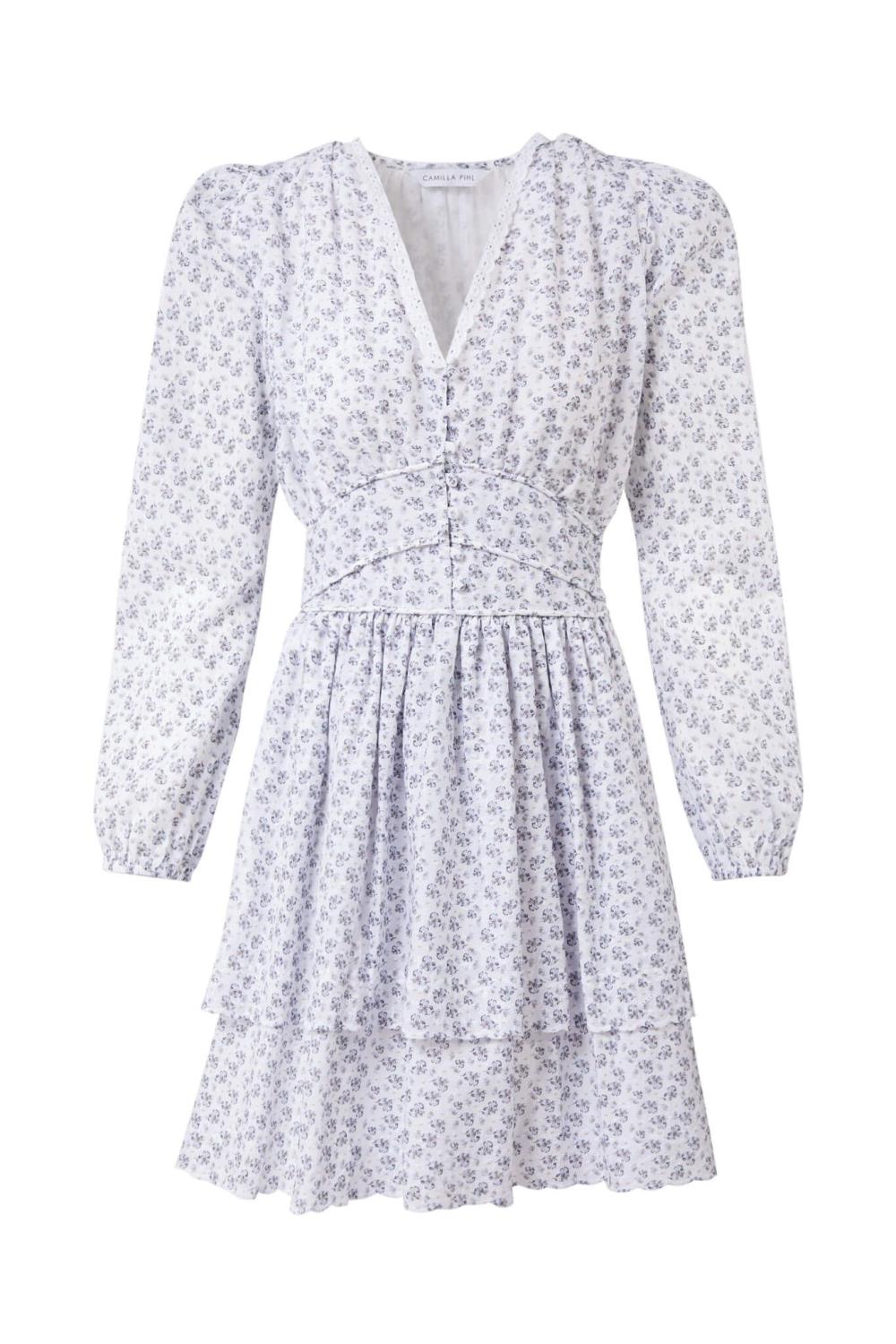 Lea Dress White Lupin Print