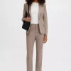 Emma Cropped Cool Wool Trousers : Faded Khaki