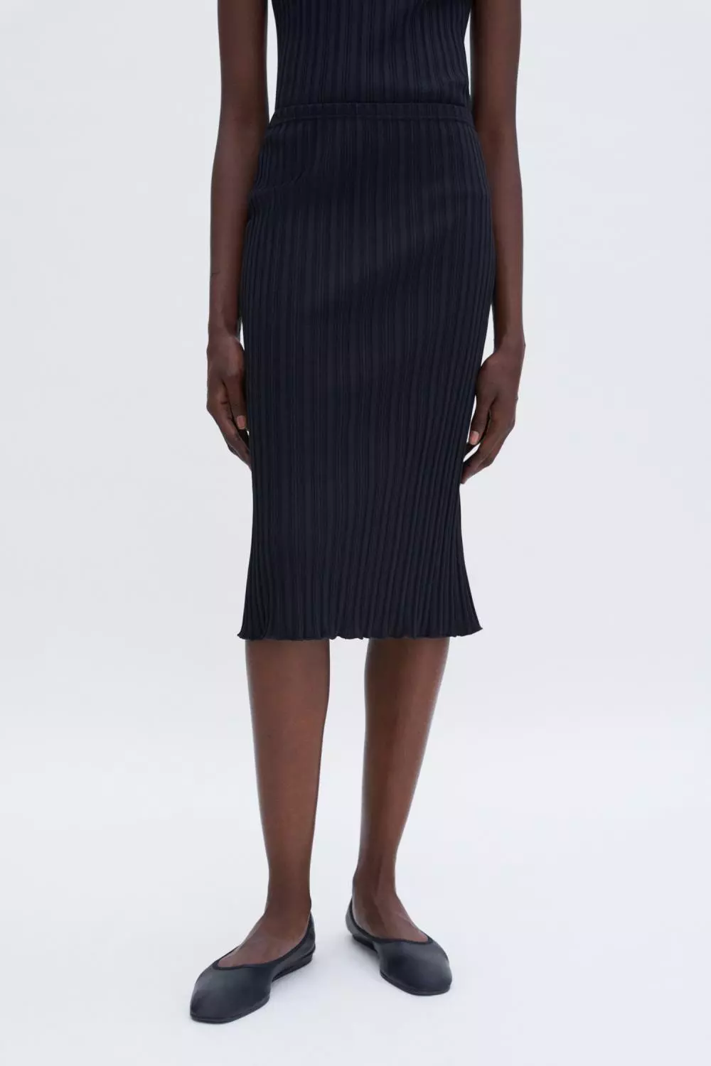 Cotton Rib Slip Skirt