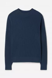 Cotton Merino Mock Neck Sweater : Dusk Blue