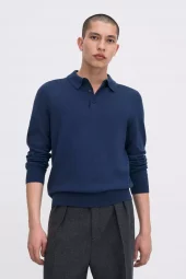 Knitted Polo Shirt : Dusk Blue