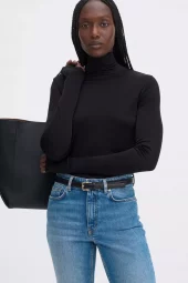 Fitted Jersey Turtleneck : Black