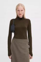 Fitted Jersey Turtleneck : Dark Khaki Green