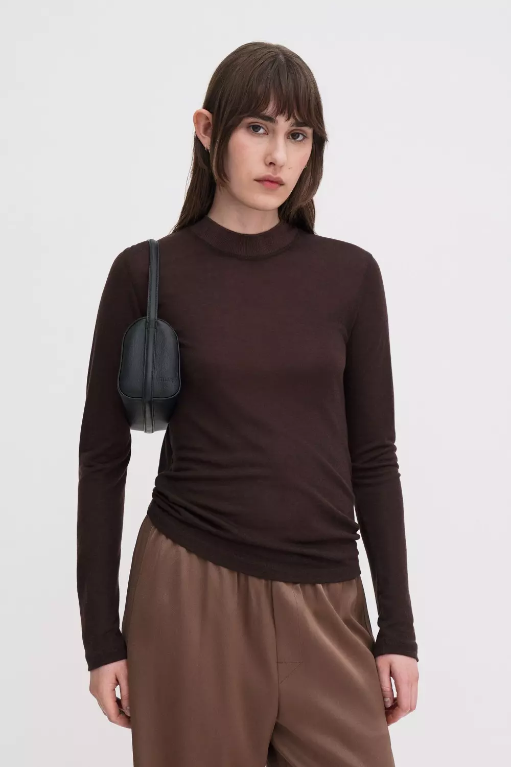 Lyocell Cashmere Mock Neck Top