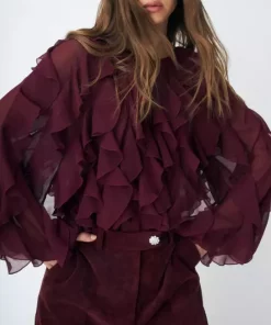 Rya Cras Blouse: Col. Bordeaux