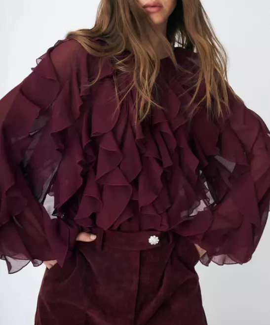 Rya Cras Blouse: Col. Bordeaux