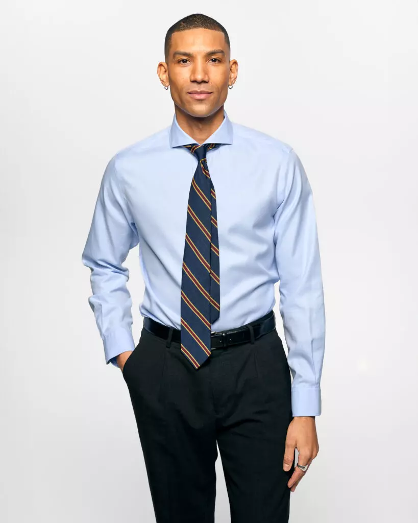 The Elegant Herringbone Twill Non Iron, Col: Sky Blue
