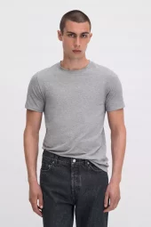 Stretch Cotton Tee: Grey Melange