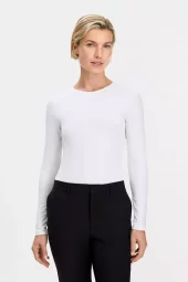 Cotton Stretch Long Sleeve: White