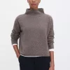 Mika Yak Funnelneck Sweater: Dark Taupe Melange