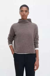 Mika Yak Funnelneck Sweater: Dark Taupe Melange