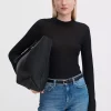 Lyocell Cashmere Mock Neck Top: Black