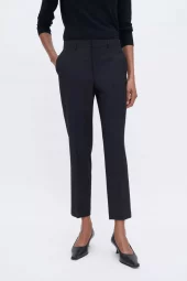 Emma Cropped Cool Wool Trouser: Black